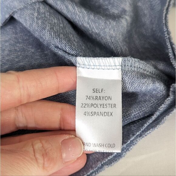 Easel Oversized Washed Cotton Blue Long Sleeve Tunic Top - Picture 5 of 8